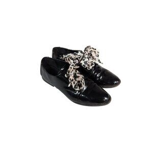 Abound Women's Black Patton Comfort Brogues w Leppard Chiffon Ties US/11